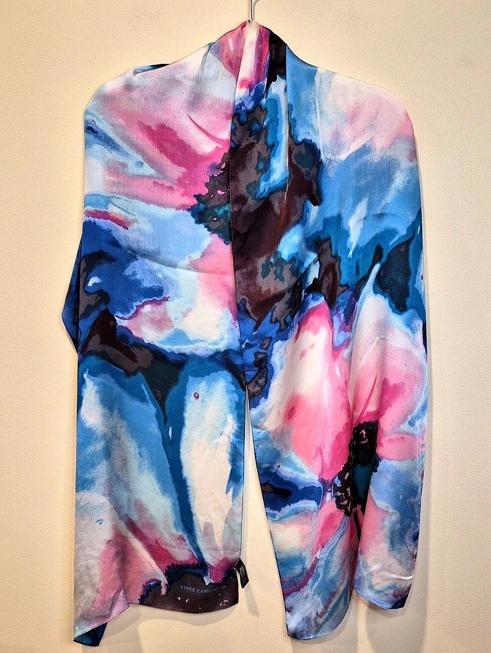 Vince Camuto Abstract Silk Scarf in Blue & Pink Like New